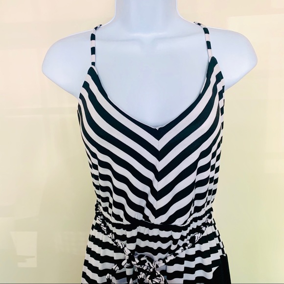 Bebe White and Black Striped Sundress - Picture 2 of 6
